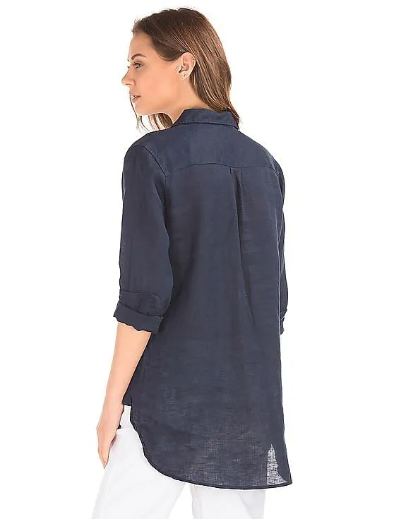 GAP Women Blue Linen Popover Tunic