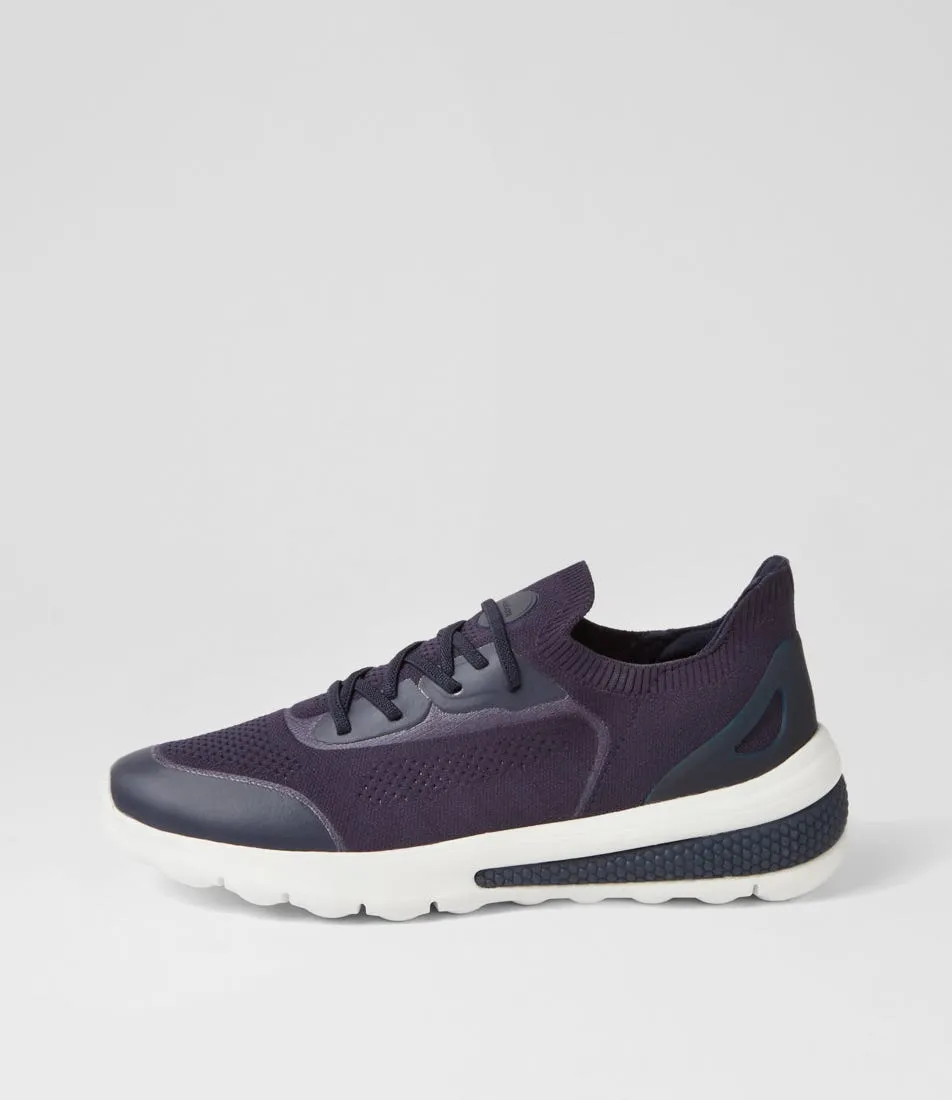 GEOX D Spherica Actif A Navy Knit Sneakers