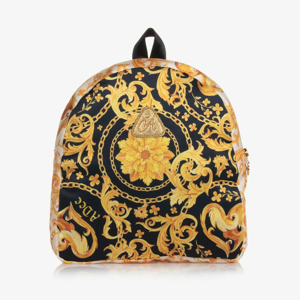 Girls Black & Gold Filigree Backpack (21cm)