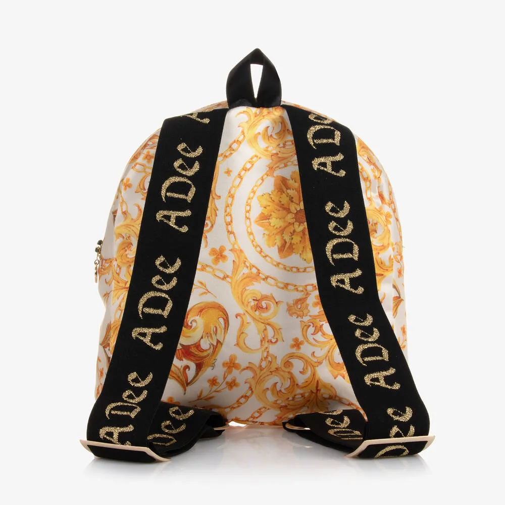 Girls Black & Gold Filigree Backpack (21cm)