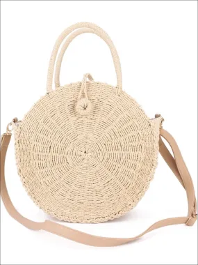 Girls Handmade Round Summer Straw Shoulder Bag