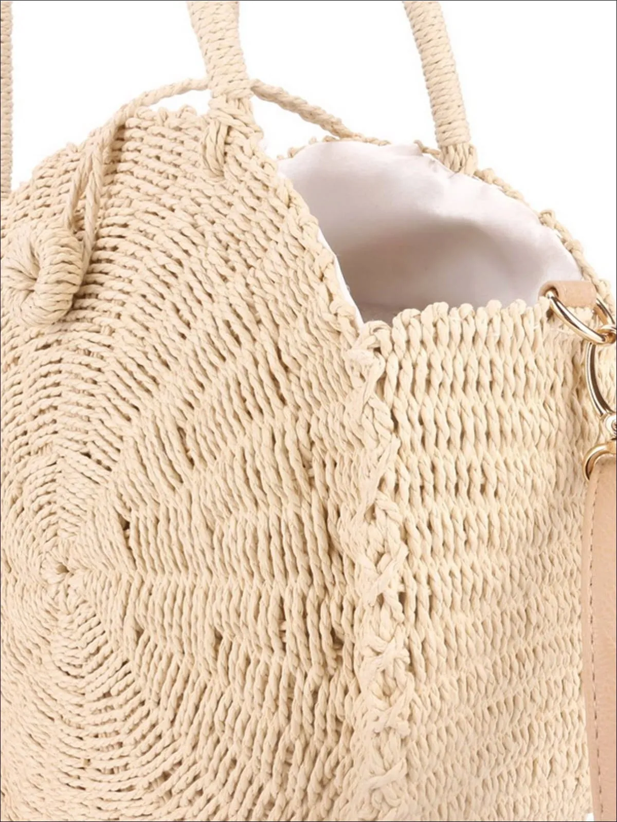 Girls Handmade Round Summer Straw Shoulder Bag