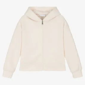 Girls Ivory Teddy Fleece Zip-Up Top