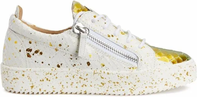 Giuseppe Zanotti Frankie crocodile-effect leather sneakers Gold