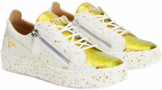 Giuseppe Zanotti Frankie crocodile-effect leather sneakers Gold