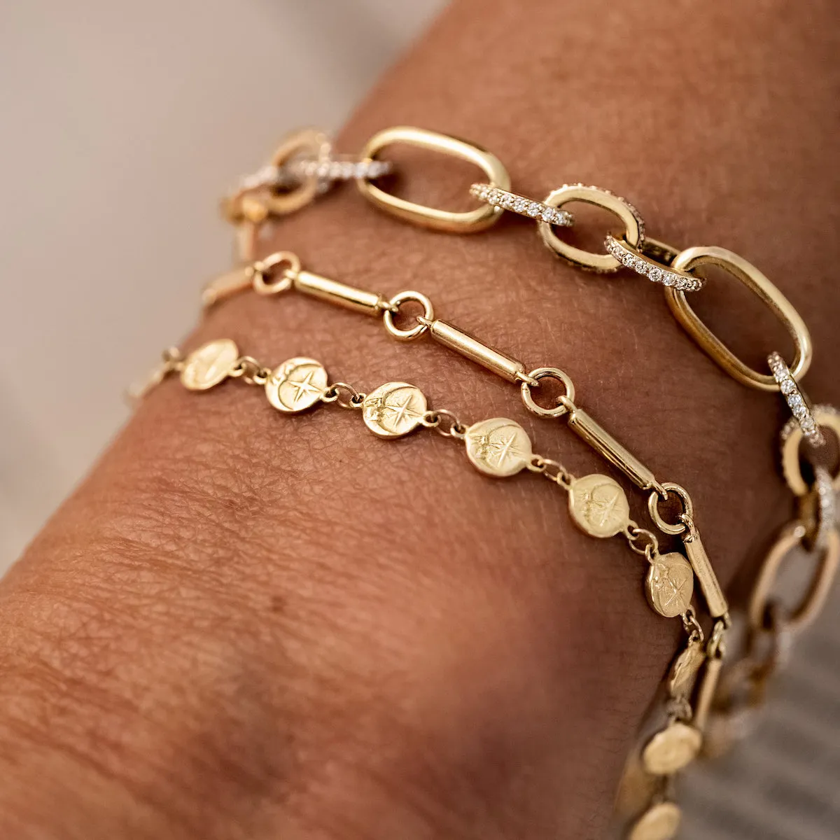 Gold Diamond Link Bracelet