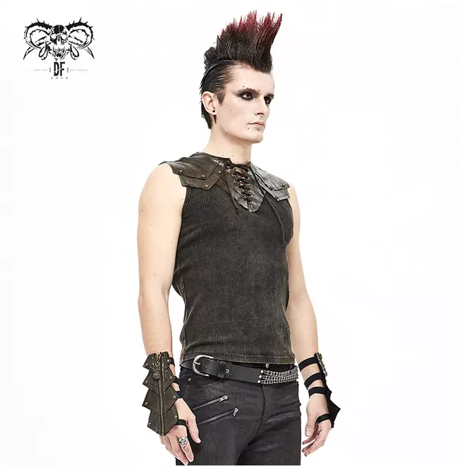 Gothic Men's Ribbed Black T-shirt | Style Sleeveless Top