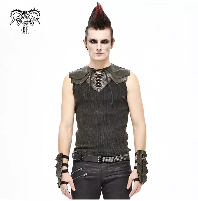 Gothic Men's Ribbed Black T-shirt | Style Sleeveless Top