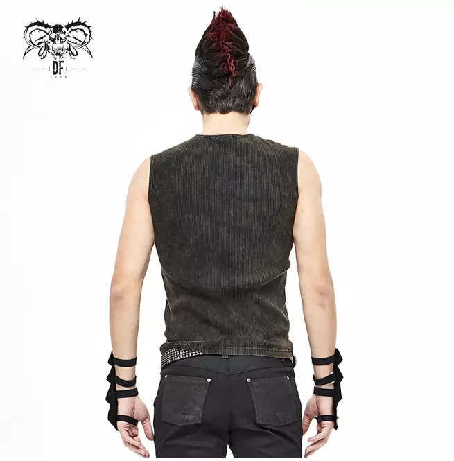 Gothic Men's Ribbed Black T-shirt | Style Sleeveless Top