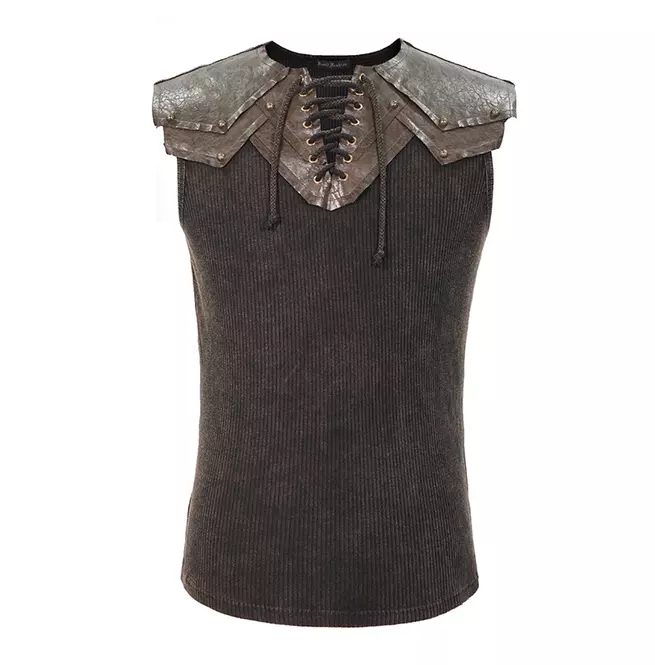 Gothic Men's Ribbed Black T-shirt | Style Sleeveless Top