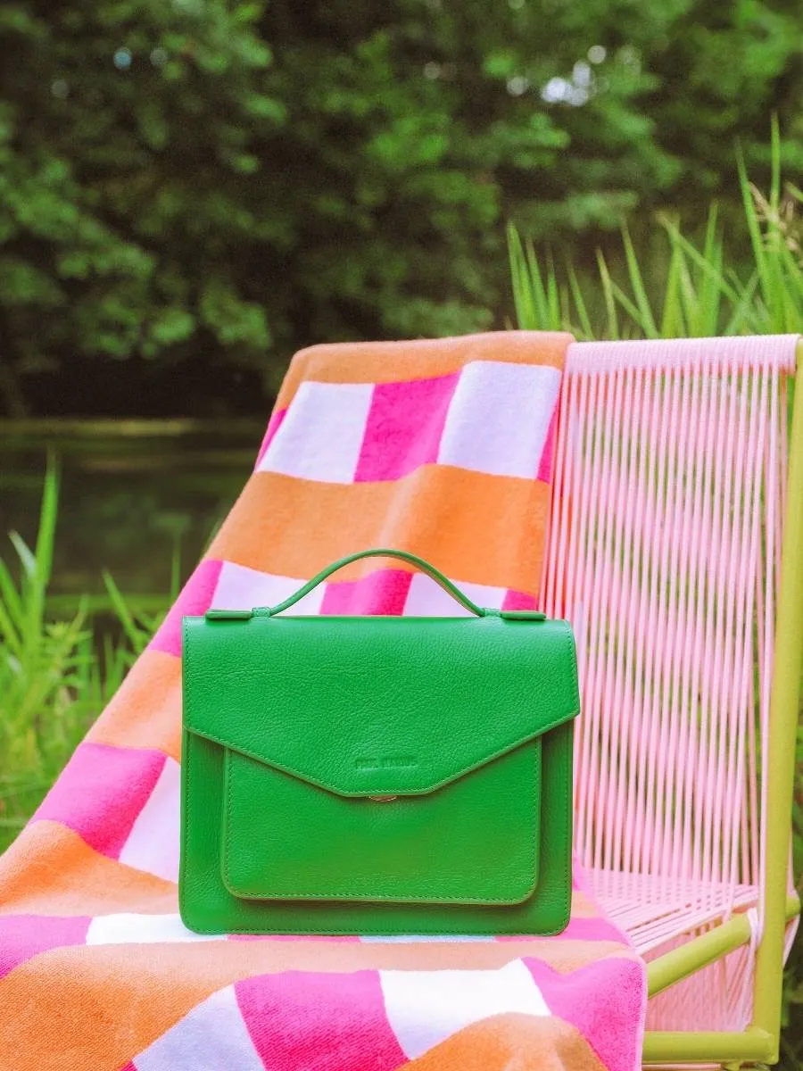 Green Leather Cross-body Bag for Women - Simone Sorbet Kiwi | PAUL MARIUS