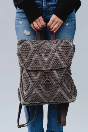 Grey Diamond Pattern Backpack