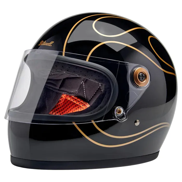 GRINGO S ECE R22.06 HELMET - GLOSS BLACK FLAMES