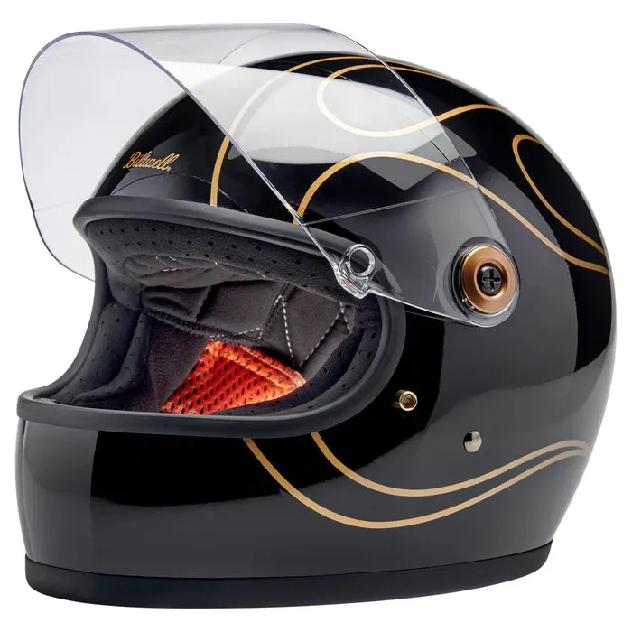 GRINGO S ECE R22.06 HELMET - GLOSS BLACK FLAMES