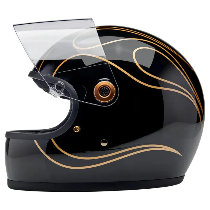 GRINGO S ECE R22.06 HELMET - GLOSS BLACK FLAMES