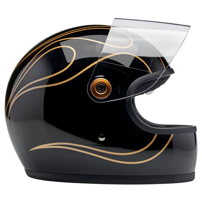 GRINGO S ECE R22.06 HELMET - GLOSS BLACK FLAMES