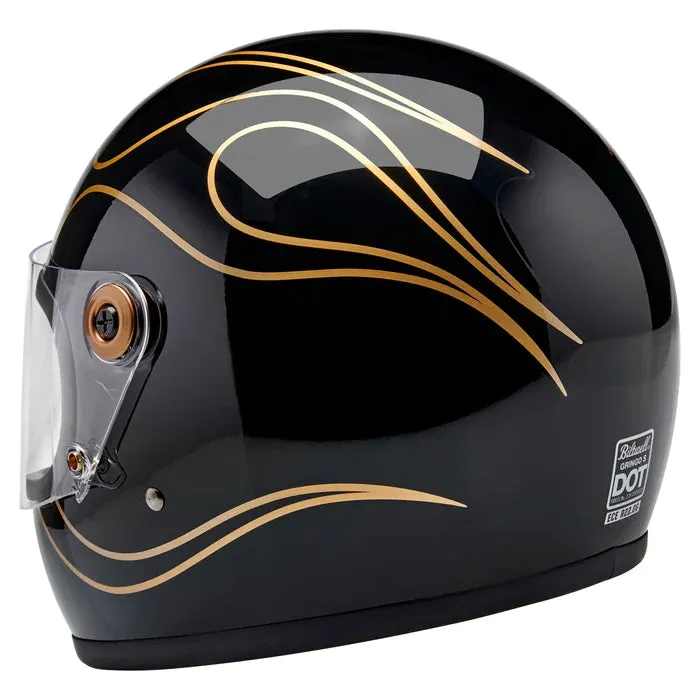 GRINGO S ECE R22.06 HELMET - GLOSS BLACK FLAMES