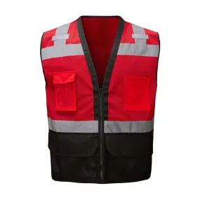 GSS Premium Red Heavy Duty Safety Vest Multi Pockets 1204