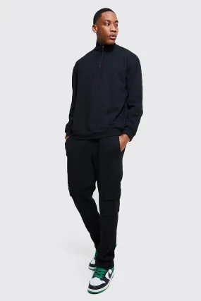 Half Zip Funnel Neck Waffle Tracksuit | boohooMAN UK