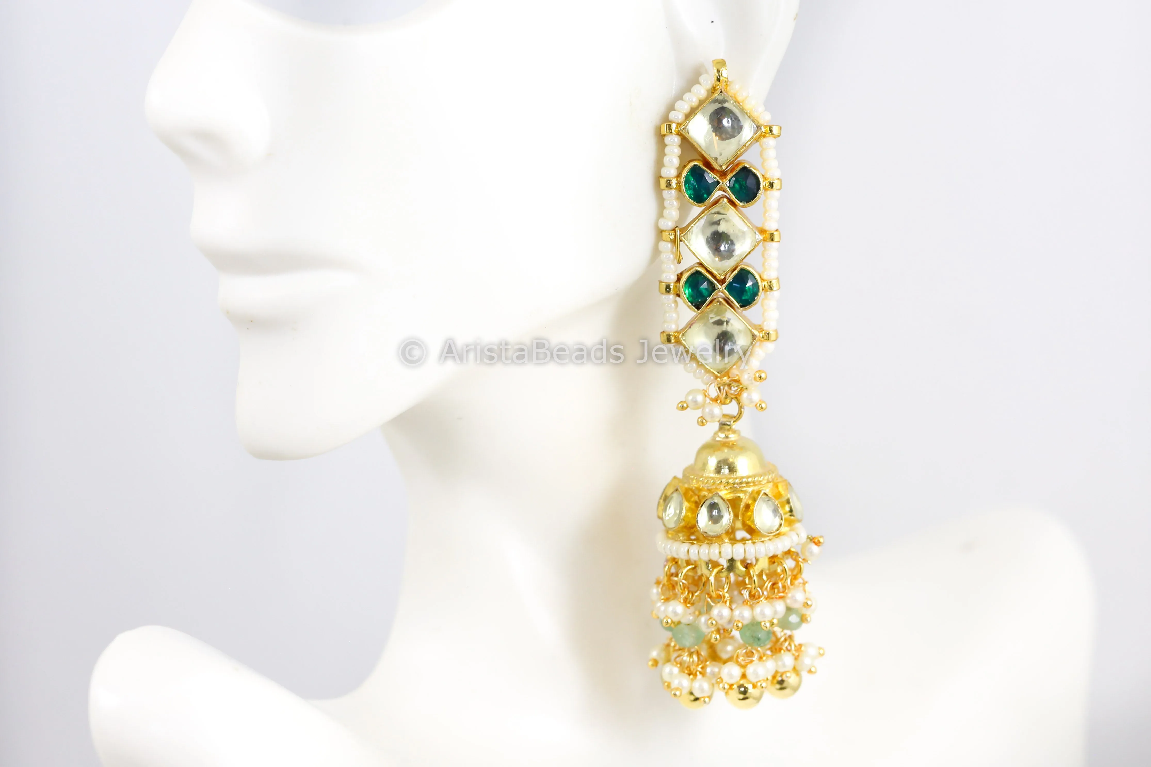 Handmade Pachi Kundan Jhumka Earrings