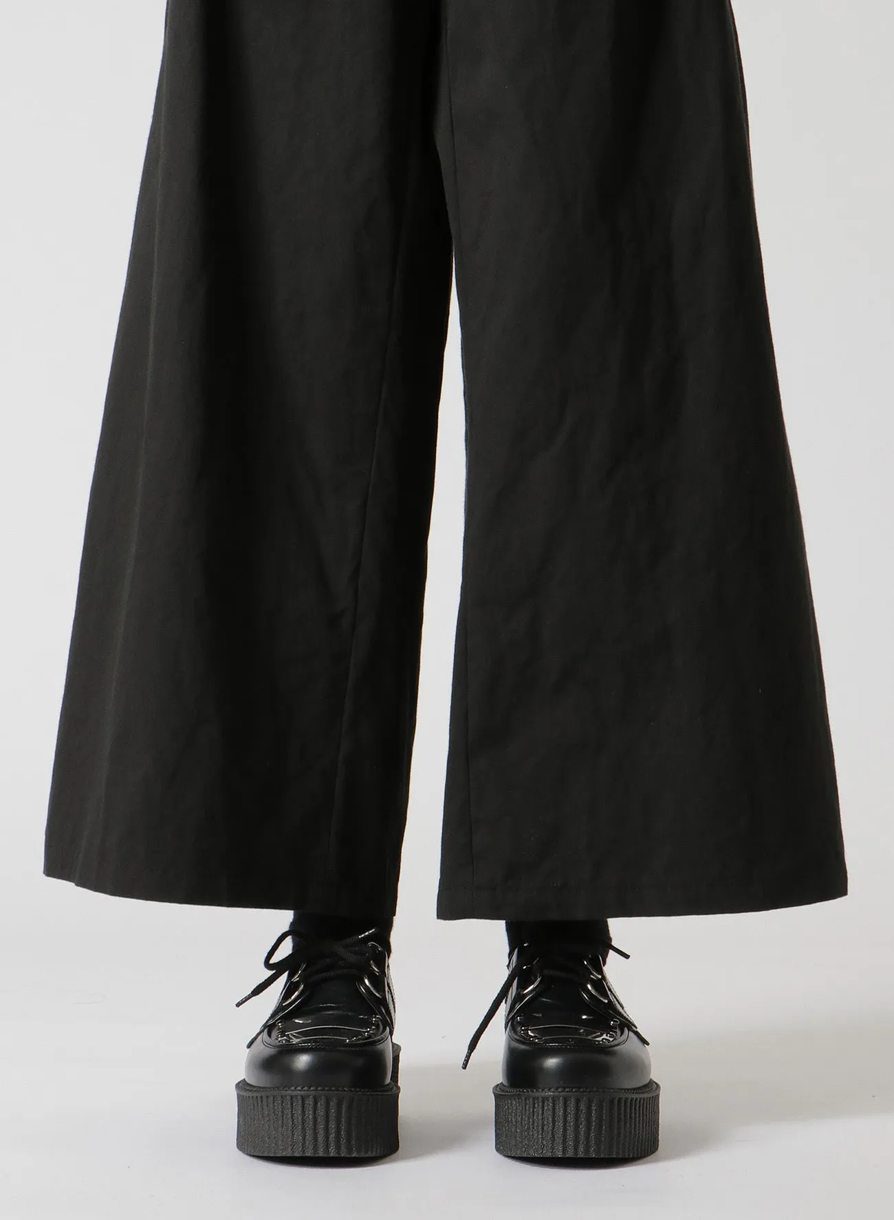 HIGH DENSITY COTTON PLEATED WIDE LEG PANTS