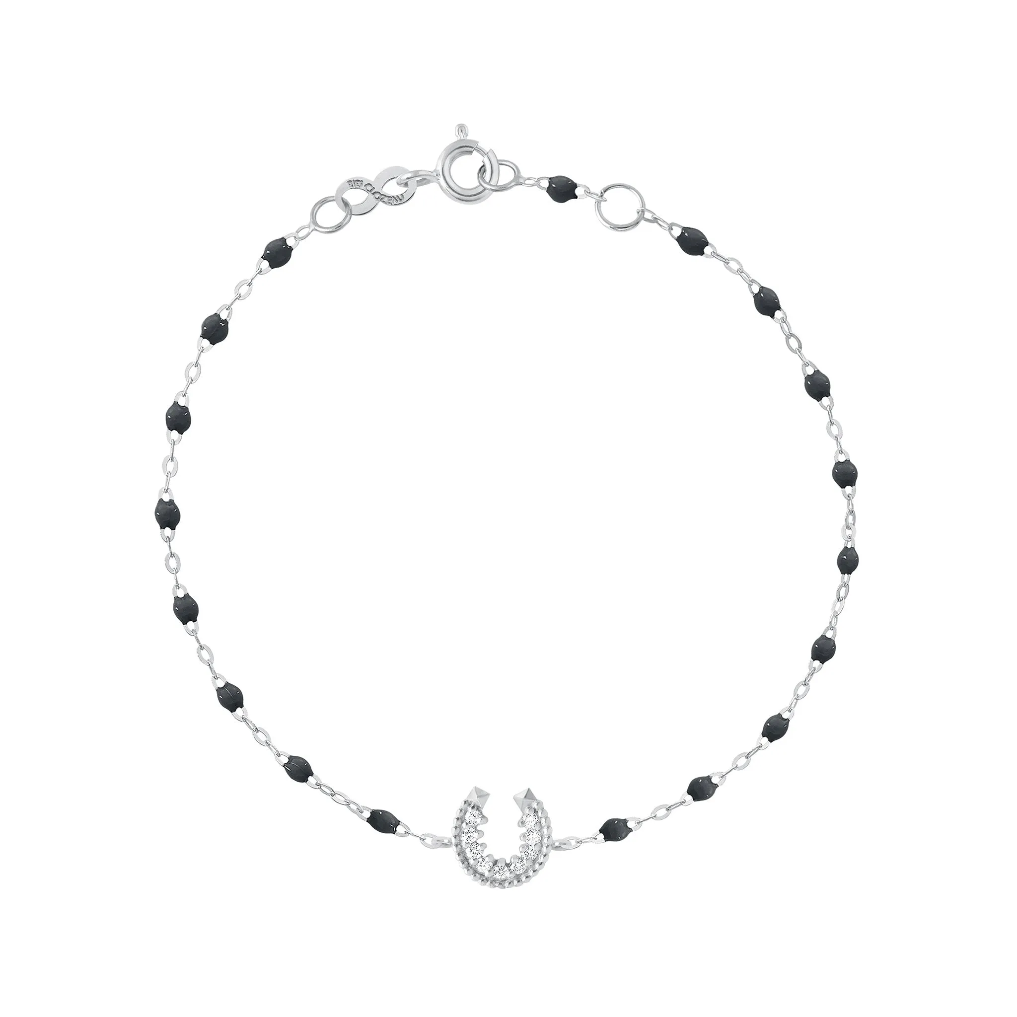 Horseshoe Diamond Black bracelet, White Gold, 6.7