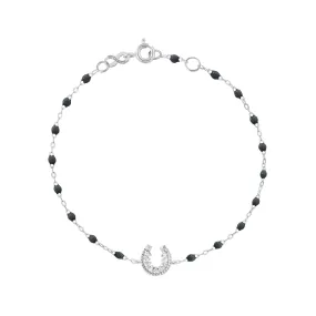 Horseshoe Diamond Black bracelet, White Gold, 6.7