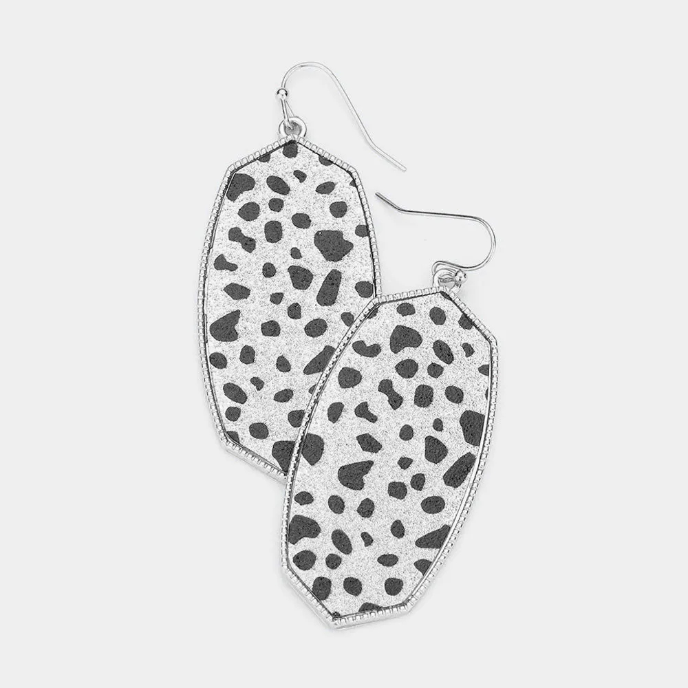 iLLASPARKZ Cheetah Patterned Glittered Hexagon Dangle Earrings