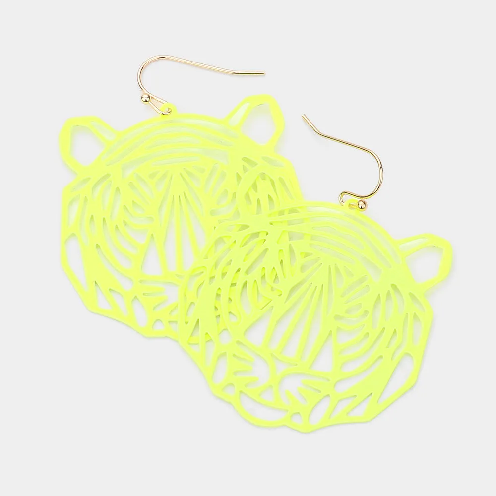 iLLASPARKZ Cut Out Brass Metal Tiger Dangle Earrings