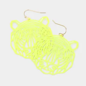 iLLASPARKZ Cut Out Brass Metal Tiger Dangle Earrings