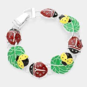 iLLASPARKZ Enamel Ladybug Leaf Link Magnetic Bracelet