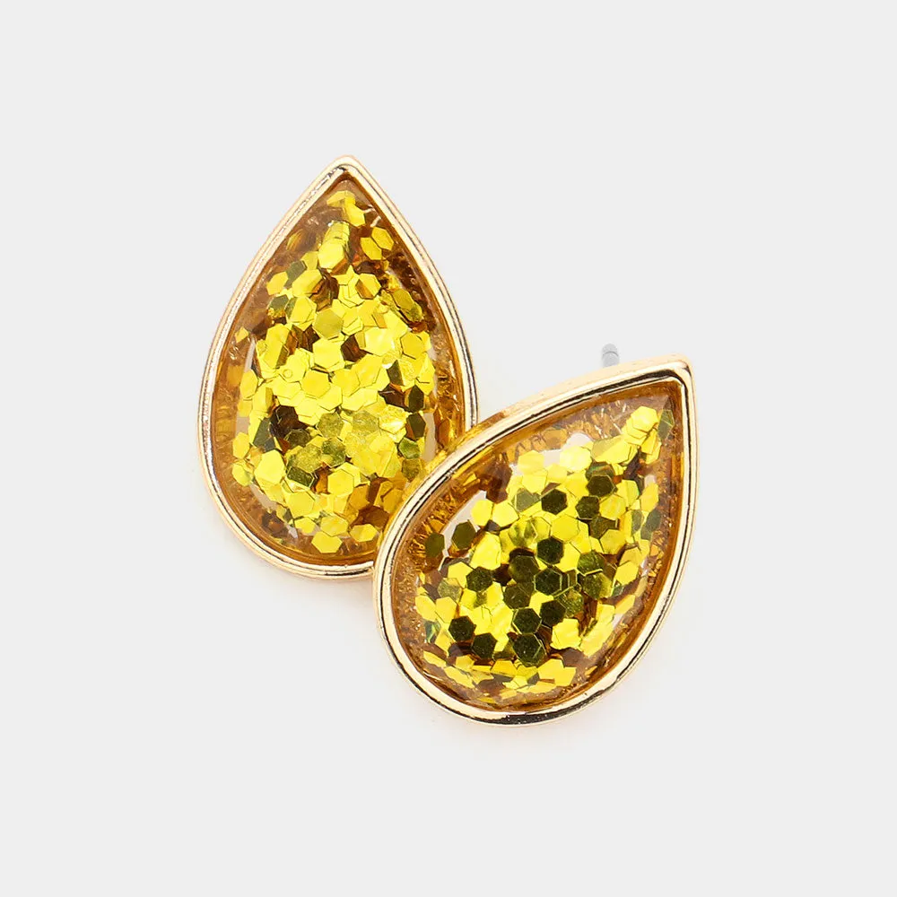 iLLASPARKZ Glittered Teardrop Stud Earrings