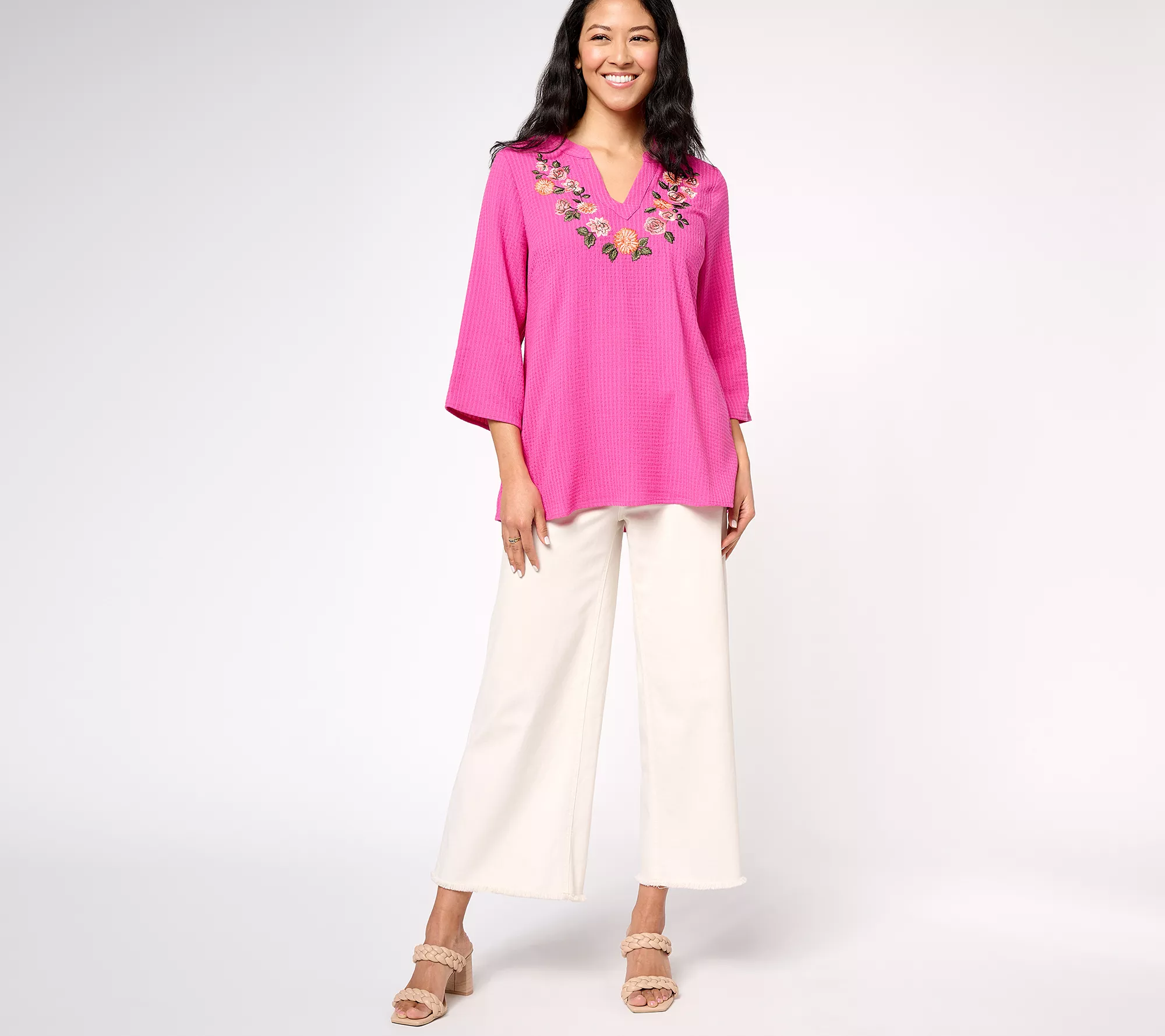 Isaac Mizrahi Live! Regular Embroidered Gauze Tunic