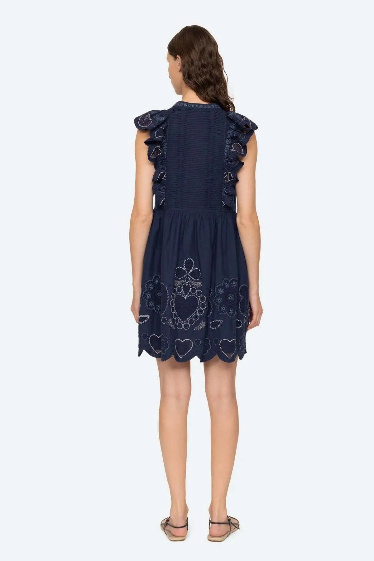 Jeanetta Eyelet Tunic Dress - Navy