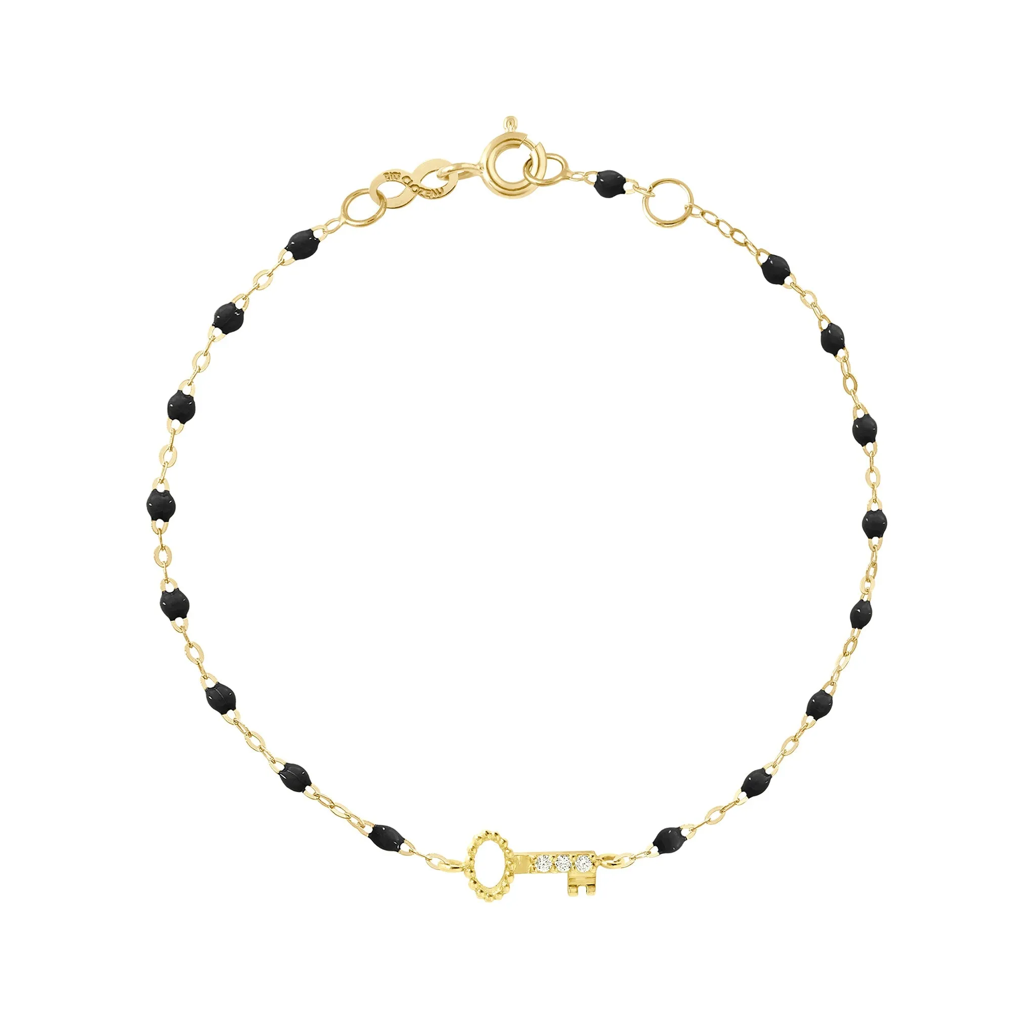 Key Diamond Black Bracelet, Yellow Gold, 6.7