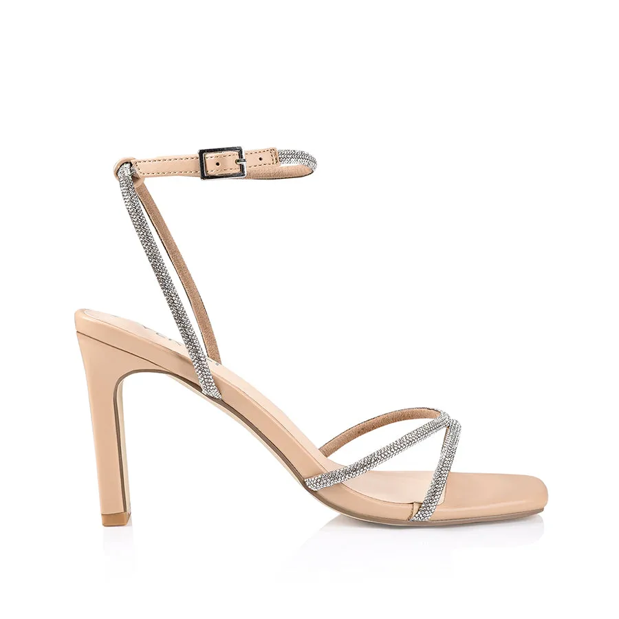 Kian Block Heel Sandals - Nude Smooth