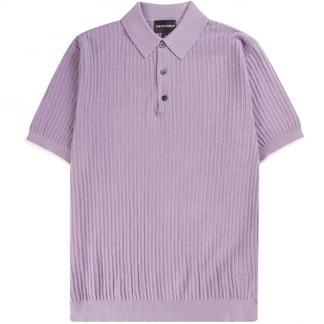 Knitted Polo Shirt - Vertical Purple