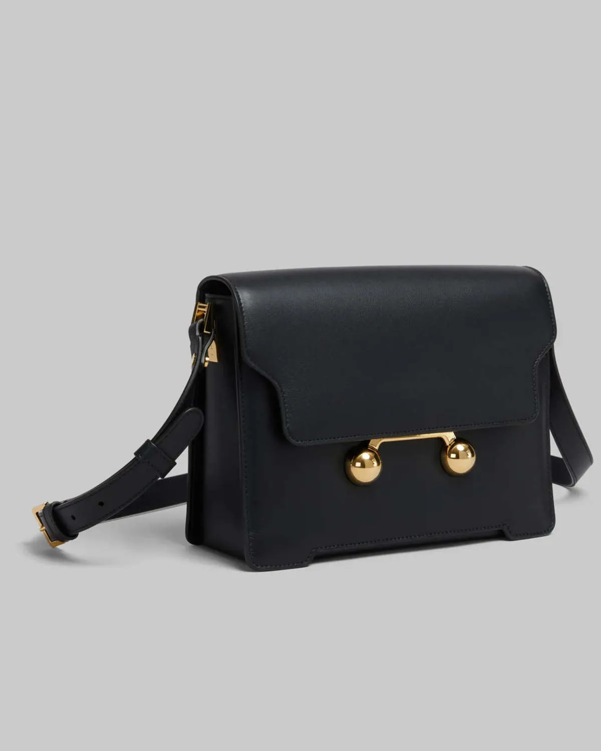 Leather Trunkaroo Medium Shoulder Bag - Black