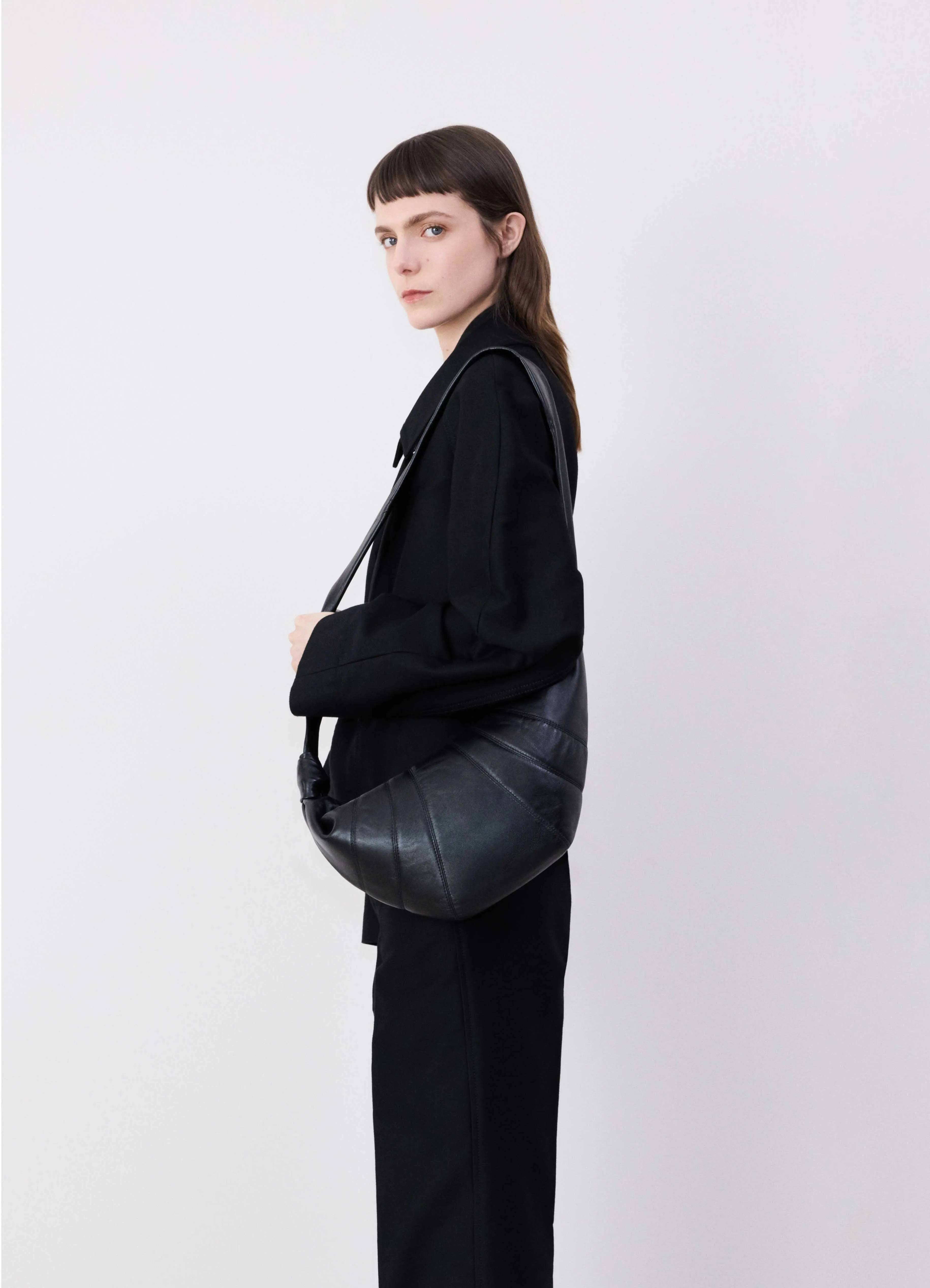 Lemaire  Black Medium Nappa Leather Croissant Bag