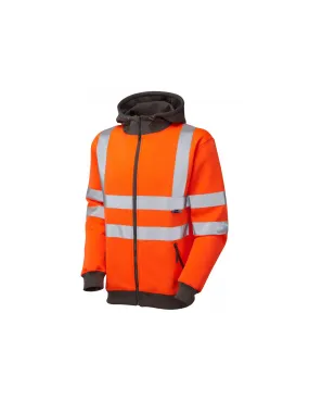 Leo Workwear - SS02 Saunton Class 3 Full Zip Hooded Sweatshirt - Orange - 2020ppe Size S