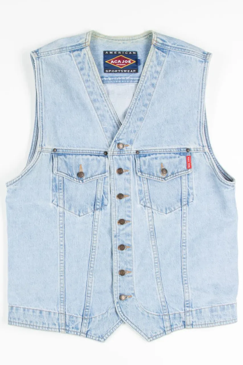 Light Wash Tailored Denim Vest