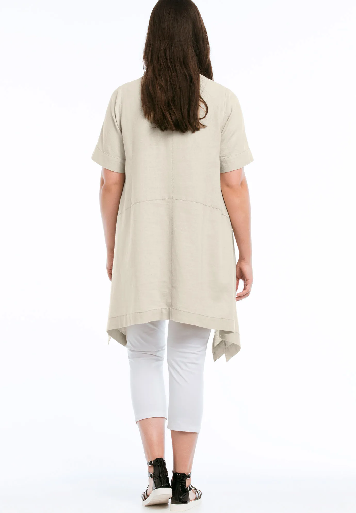 Linen-Blend Hanky Hem Tunic