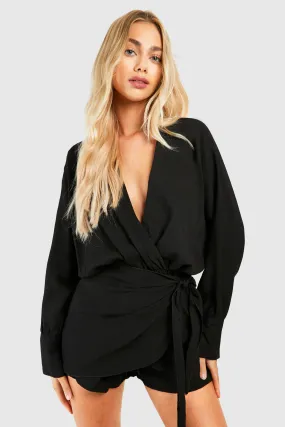 Linen Look Wrap Romper