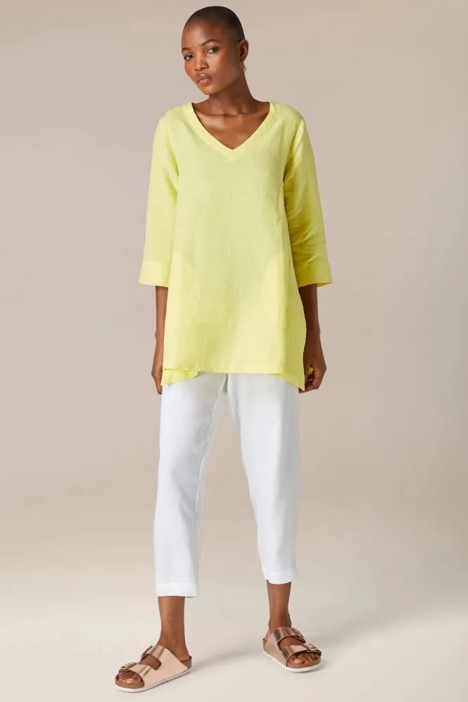 Linen Pocket Detail Tunic - Canary - MTT5634-NFL