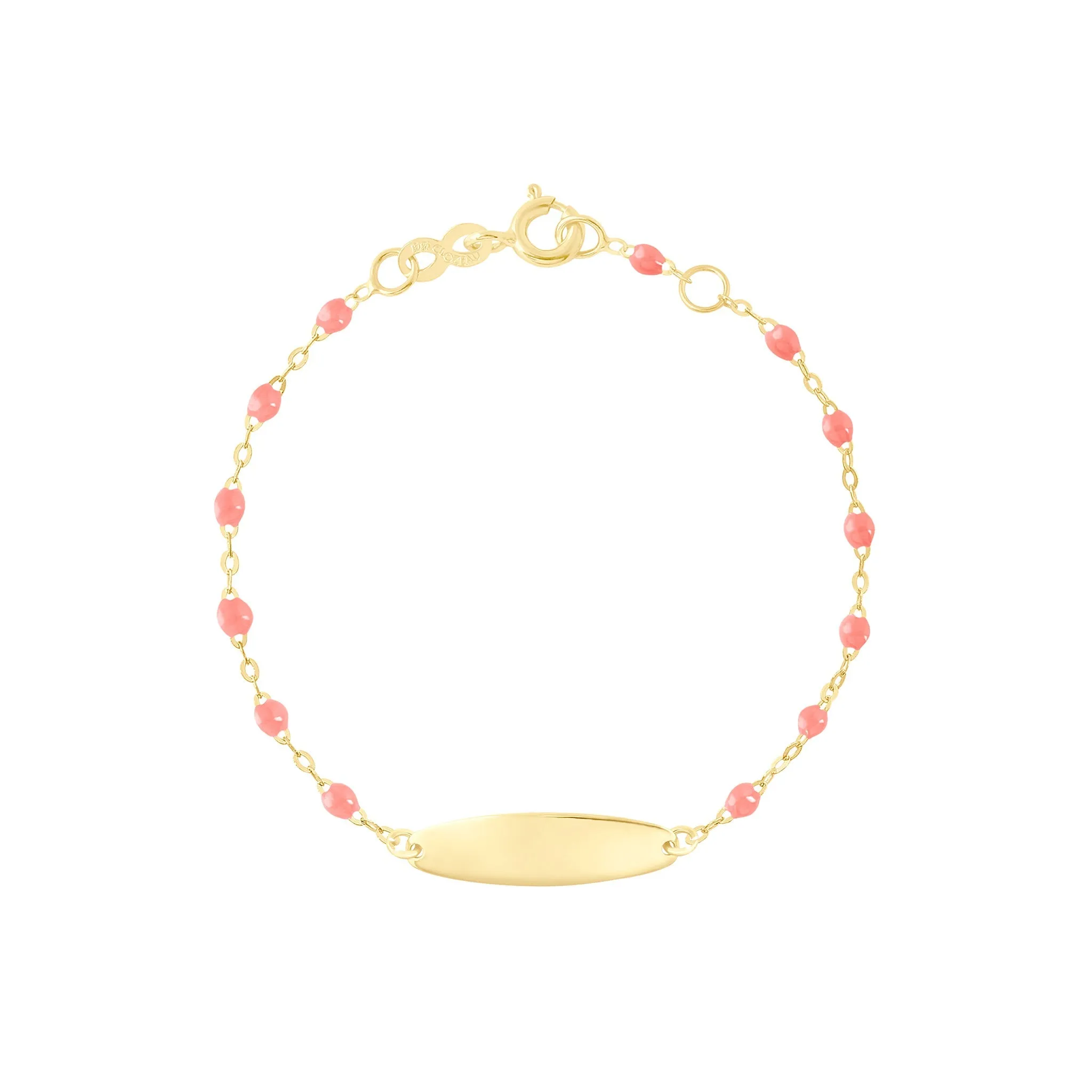 Little Gigi Fuchsia bracelet, Oval plaque, Yellow Gold, 5.1