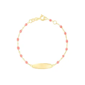 Little Gigi Fuchsia bracelet, Oval plaque, Yellow Gold, 5.1