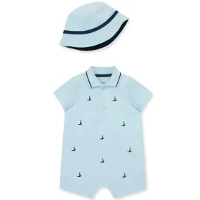 Little Me - Baby Boy Sailboat Knit Romper & Bucket Hat