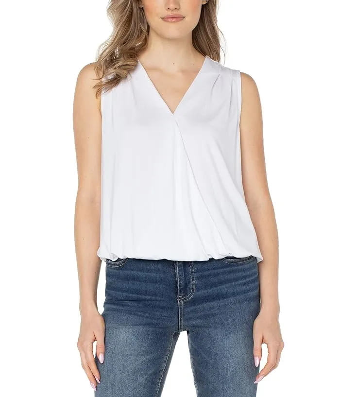 Liverpool Los Angeles Sleeveless V-Neck Drape Front Knit Top