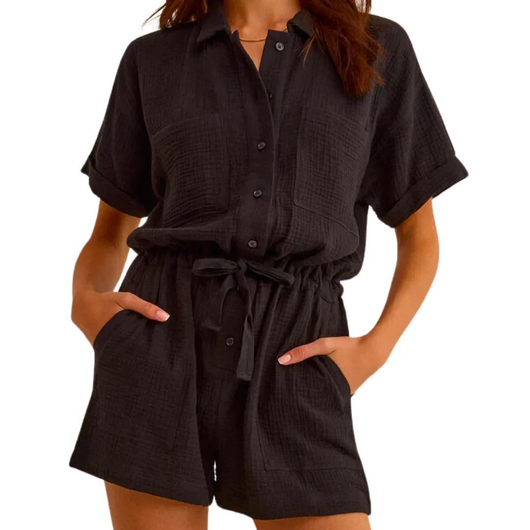 LOOKOUT GAUZE ROMPER BLACK