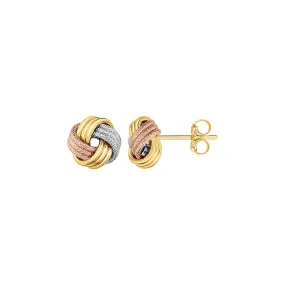 Love Knot Post Earrings in 14k Tri Color Gold-rx63884